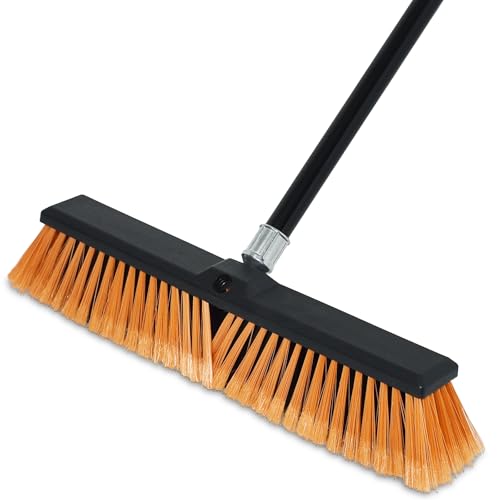 PBHEPJ 18 Inchs Push Broom Outdoor Heavy Duty, Shop Broom with 60" Long Handle for Cleaning Outdoor or Indoor Tile, Garage, Shop, Deck, Concrete, Wood, Stone, Patio Floor