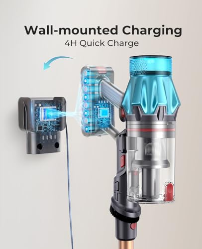 Cordless Vacuum Cleaner 650W/55Kpa, Stick Vacuum Cleaners 70 Mins Max Runtime with Charging Dock, Self-Standing Handheld Vacuum with Touch Display, 6-in-1 Vacuum Cleaner for Carpet/Hard Floor/Pet Hair