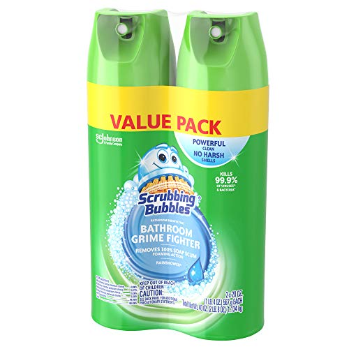 Scrubbing Bubbles Bathroom Grime Fighter Aerosol, Rainshower, 20 oz, 2 Count