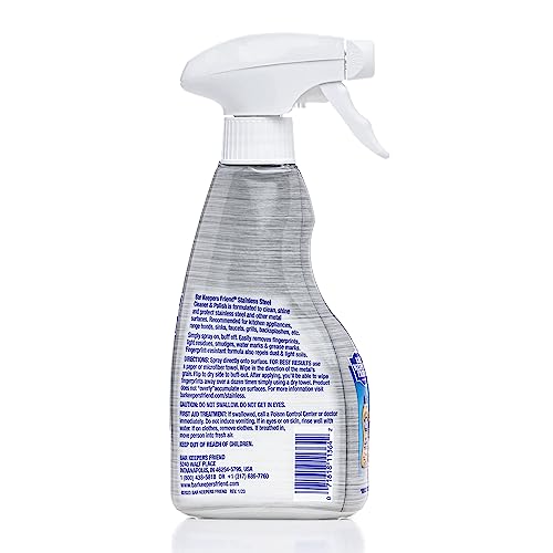 Bar Keepers Friend Stainless Steel Cleaner and Polish Spray (2 x 16 oz) Removes Oily Fingerprints, Hard Water Stains, Grime & Food Debris without Scratching or Dulling Appliances & Surfaces