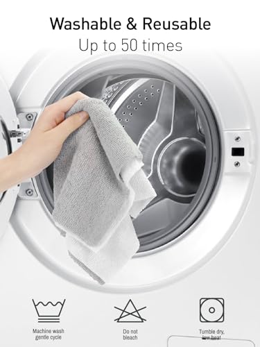 Fantasticlean Microfiber Cleaning Cloth Roll -40 Pack, Tear Away Microfiber Towels, 12" x 12", Reusable, Washable, Scratch Free, Ultra Absorbent Dishcloth for All-Around Cleaning Supplies (White)