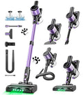 Cordless Vacuum Cleaner, 10 in 1 Stick Vacuum with Powerful Suction, Hose, Green LED Light, Anti-Tangle Brush, Lightweight Rechargeable Vacuum Cleaner for Home, Hardwood Floors,Pet Hair (Purple)