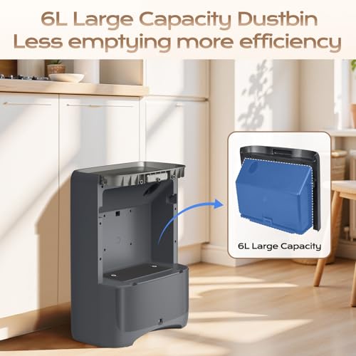 ZONGALL Touchless Vacuum Automatic Dustpan with Extra Filter, Hair Vacuum for Salons Pet Hair Food Dirt Home Kitchen, 6L Large Capacity Electric Dustpan Canister Vacuum Cleaner, 18000Pa Strong Suction