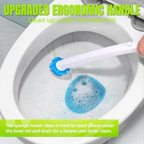 Disposable Toilet Brush, Extended Handle with 48 Cleaner Refills, Toilet Brush for Toilet Bowl Cleaners, Bathroom Cleaning