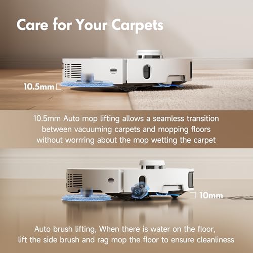 Mova P10 Pro Ultra Robot Vacuum and Mop 13,000Pa Suction, 140°F Hot Water Auto Mop Washing & Drying, Dual Spinning Extenable Mop,10.5mm Lifting for Carpet, 360°Obstacle Avoidance, App Control