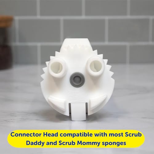 Scrub Daddy Dish Daddy Dish Wand & Connector Head, Soap Dispensing Dish Brush, Texture Changing Washing Up Sponge With Liquid Handle, Dish Sponge with Built-in Scraper, Scrubbing Head & Stand - Yellow