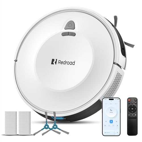 Redroad Robot Vacuums,10KPa Robotic Vacuum Cleaner with Mapping,Lidar Navigation&Obstacle Avoidance,150mins Robot Vacuum with App/Alexa/Remote,Tangle-Free Pet Hair,Self-Charging (White)