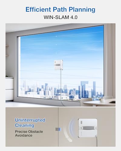 ECOVACS WINBOT MINI2 Window Cleaning Robot, Robot Window Cleaner with 5 Smart Cleaning Modes, Win-SLAM 4.0 Navigation, Automatic Glass Cleaner for Windows, Mirrors & Glass Doors