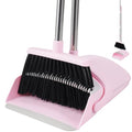 BSKLIN Broom and Dustpan Set for Home, 52” Long Handle Broom with Dustpan Combo Set with Dust Pan Teeth to Clean Hair Sweeping Set for Kitchen Hardwood Floors Pet Hair (Pink)