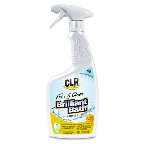CLR Brands® Brilliant Bath Foaming Bathroom Cleaner Spray Free & Clear, No Added Dyes or Fragrances, Soap Scum and Hard Water Stain Remover, Use on Showers, Baths, Toilets and More, 26 Oz (Pack of 1)