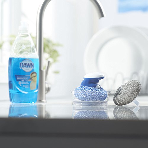 Dawn Handi Scrub Dishwashing Scrubber and Storage Dish, White/Blue