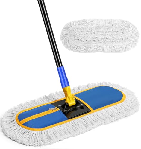 SOBONNE Dust Mop for Floor Cleaning with Washable Cotton Mop Pads
