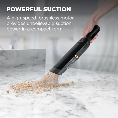 Shark WANDVAC Cordless Hand Vac, Lightweight, Versatile and Portable at 1.4 lbs., Powerful Suction for Pet Hair, Charging Dock, One-Touch Empty for Car & Home, Duster Crevice Tool, Black, WV201BK