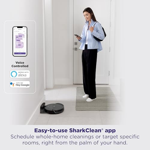 Shark Navigator Robot Vacuum with SmartPath Navigation and Self-Cleaning Brushroll, Powerful Suction, Pet Hair Pickup, Anti-Hair Wrap, for Carpets & Hard Floors, Steel Grey, RV2110