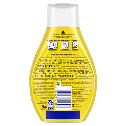 Mr. Clean Clean Freak Multi Surface Cleaning Spray, Deep Cleaning Mist Starter Kit and Refill Bundle, Lemon Zest Scent, 64 fl oz