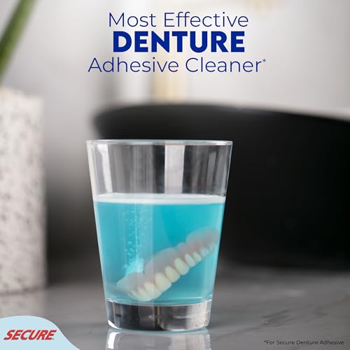 Secure Daily Cleansing Tablets - pH 9 Formula Thoroughly Cleans Dentures - Fights Odors, Stains & Germs - For Dentures, Nightguards, Retainers & Partials - 32 Tablets (1 Pack)