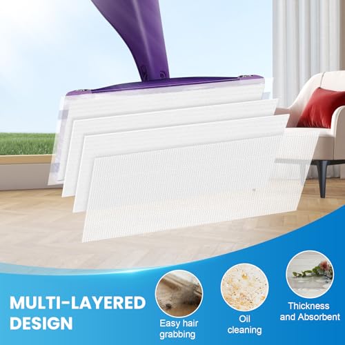 Bpbdzz 36 Count Refill for Swiffer Wet Jet Spray Mop, 5-Layer Thickened Super Absorbent Disposable Wet Jet Pads for All Floor Types