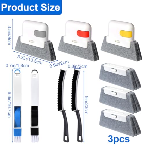 XANGNIER Window Sill Cleaner Tool,10 Pcs Magic Door Window Track Cleaning Tools Kit,Sliding Door Track Cleaner,Groove Crevice Cleaning Brush for Tile Lines/Shutter/Car Vents/Air Conditioner/Keyboard