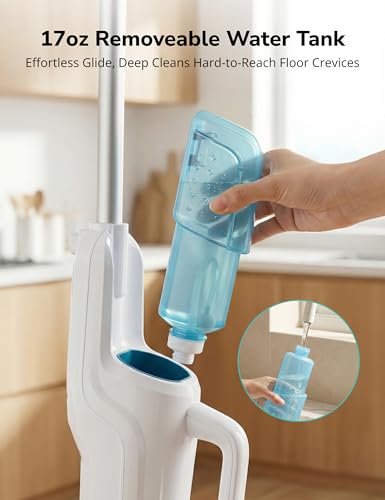 Aspiron Steam Mop, 10-in-1 Steam Mop and Handheld Steamer, 15s Heat-Up, Self-Rotating Scrub Pads, 2 Steam Modes with Spray,500ML Removable Tank,LED Light,Floor Steamer for Hardwood,Tile, Carpet,Car