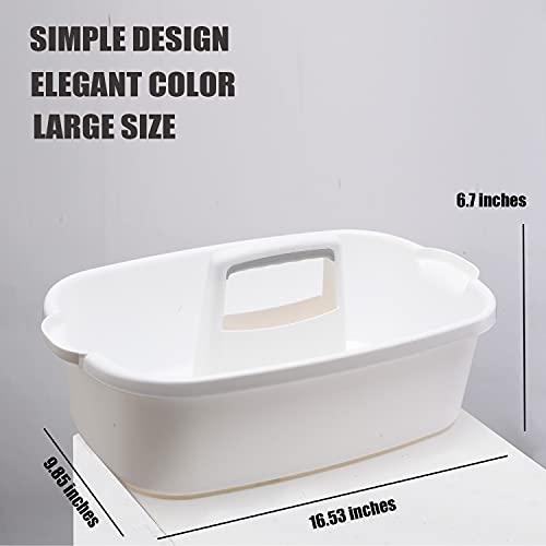 ALINK Large Plastic Shower Caddy Tote, Portable Storage Caddy Basket Organizer with Handle for Dorm, Bathroom, Tool, Garden, Kitchen, Cleaning Supplies - White