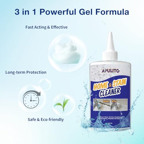 APULITO Household Cleaner Gel for Bathroom Shower Kitchen Tile Grout, Sinks Countertops 10 Fl Oz (Pack of 1)