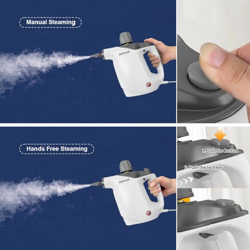 TICYACK Handheld Steam Cleaner, Steam Cleaner with 16 PCS Accessory & Safety Lock, 500ML Capacity, Multi-Surface Deep Cleaning for Home, Car, Bathroom, Grout, Floor, Window (White)