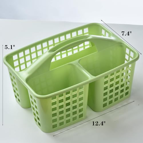 Boxonly Portable Shower Caddy Basket,Convenient Cleaning Supplies Organizer with Compartments and Handle,Ideal for Bathroom, Bedroom, Kitchen, College Dorm,Garden,etc.green-2 Pcs