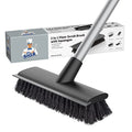 MR.SIGA Floor Scrub Brush with Long Handle, 2 in 1 Scrubber and Squeegee for Cleaning Bathroom, Patio, Garage, Wall, Tile with Stiff Bristles