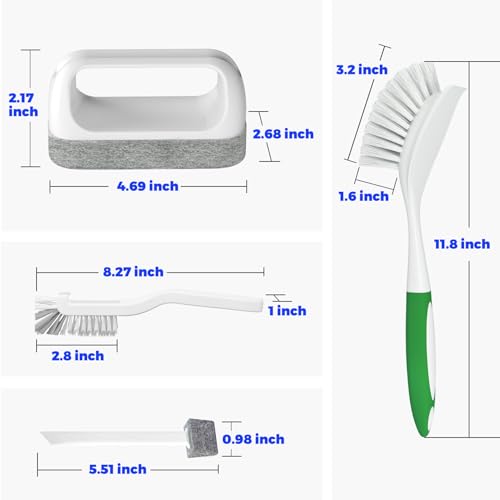 Holikme 6 Pack Dish Brush with Handle Kitchen Cleaning Brush Set for Pot, Pan, Kitchen Sink (Green)