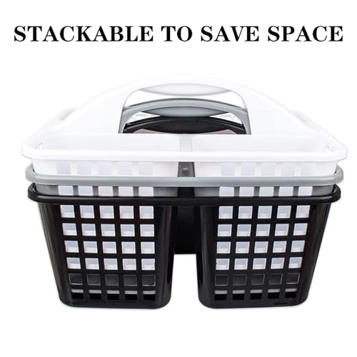 Boxonly Portable Shower Caddy Basket,Convenient Cleaning Supplies Organizer with Compartments and Handle,Ideal for Bathroom, Bedroom, Kitchen, College Dorm,Garden,etc.green-2 Pcs