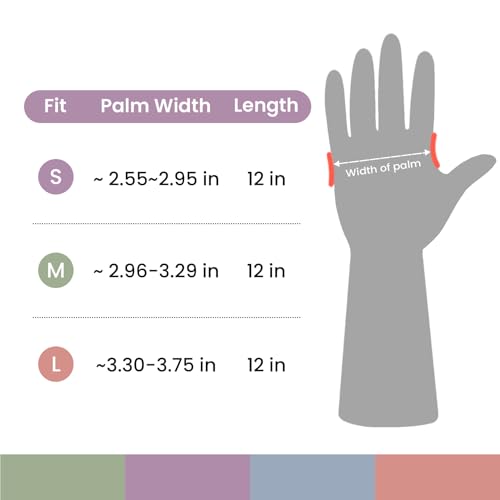Rubber Cleaning Gloves for Dishwashing, 4 Pairs Reusable Kitchen Gloves for Washing Dishes and Household Cleaning, Colorful Dish Gloves with Flocked Lining and Non-Slip Grip, Pefect for Woman Men - L