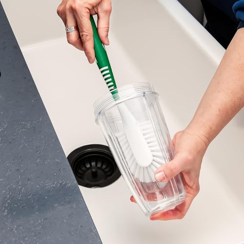 LIBMAN Kitchen Scrub Brush with Long Handle - 3 Pk Kitchen Brush for Dishes - Dish Scrubber Cleaning Brushes for Sinks, Bottles, Pots, Pans, Vegetables - All Purpose