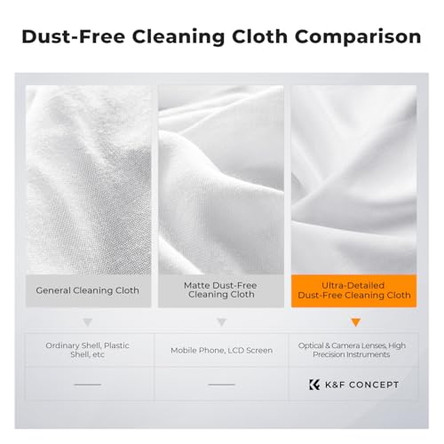 K&F CONCEPT 10 Pack Microfiber Cleaning Cloths，Washable Reusable 6x6in Vacuum Wrapped Lint Free Glasses Cloth for Glasses, Lens, Screens & More
