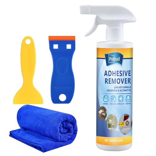 POLIXEL Adhesive Remover for Car - Goo & Glue Remover Sticker & Decal Residue Cleaner for Car Paint, Glass, Metal & Plastic - Removes Glue, Tape, Tar, Label & Sticky Gunk - 6.8oz