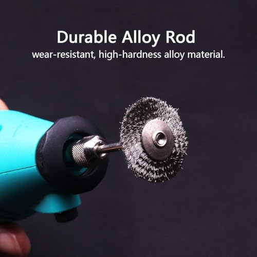 ATOPLEE Wire Wheel Brush Set,50pcs 1 Inch Mini Wire Wheel with 1/8 Inch Round Shank,Crimped Wire Brush Wheel for Rust Removal, Corrosion and Scrub Surfaces,for Drill Attachment