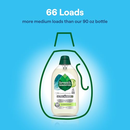 Seventh Generation Laundry Detergent Ultra Concentrated Clean Scent oz 2 Pack 132 Loads, Clear, Power Plus, 23.1 Ounce