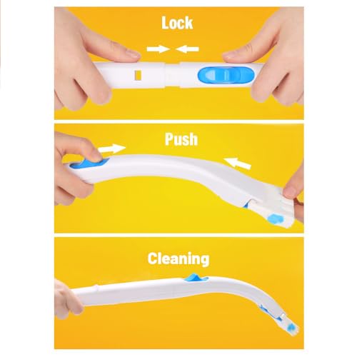 Disposable Toilet Bowl Brush Holder System, Fresh Refills for Bathroom Scrubber, 1 Toilet Brush+1 Holder+1 Cleaning Glove+12 Refills