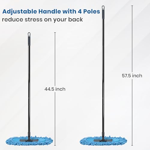 19 Inch Dust Mops for Floor Cleaning with 2 Mop Refill Pads Floor Duster with 58” Long Handle Microfiber Sweeper for Hardwood Tile Baseboard