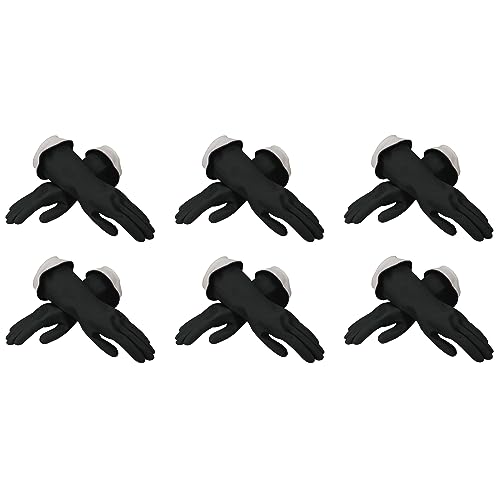Casabella Premium Waterblock Latex Cleaning Gloves with Tapered Fit & Double Cuff, Breathable - Black - 6 Pack