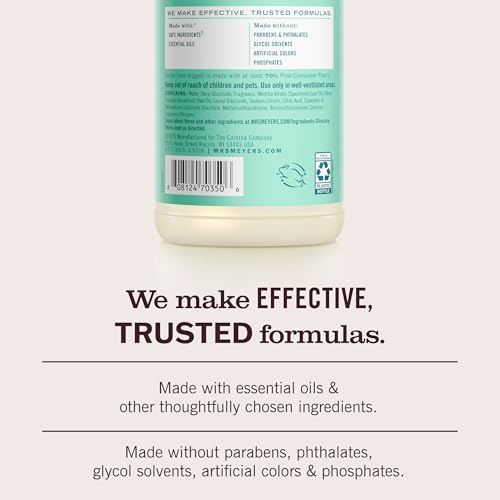 MRS. MEYER'S CLEAN DAY Multi-Surface Everyday Cleaner, Mint Scent, 16 Fl Oz Bottle - 3 Pack