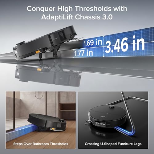 roborock Saros 20 Sonic Robot Vacuum and Mop, 36,000Pa Suction, 3.46 in Double-Layer Threshold, Reactive AI 3.0 Obstacle Recognition, 212°F Hot Water Wash, Zero-Tangling, 3.14’’ Ultra Slim, Black