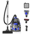 PKUYIE Canister Vacuum Cleaner, 40Kpa 1600W Cyclon Power Bagless Canister Vacuum Cleaners for Home, 3.7QT Large Dust Cup, Lightweight Vac for Hard Floors, Carpets, Pet Hair, Blue