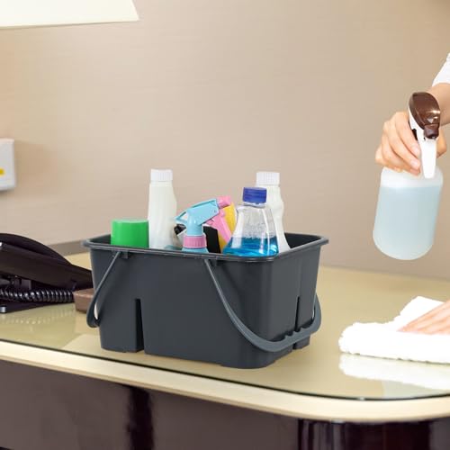 Ysmiltion Plastic Cleaning Caddy Organizer with Handle, Carry Caddy for Cleanig Supplies, Deep Grey