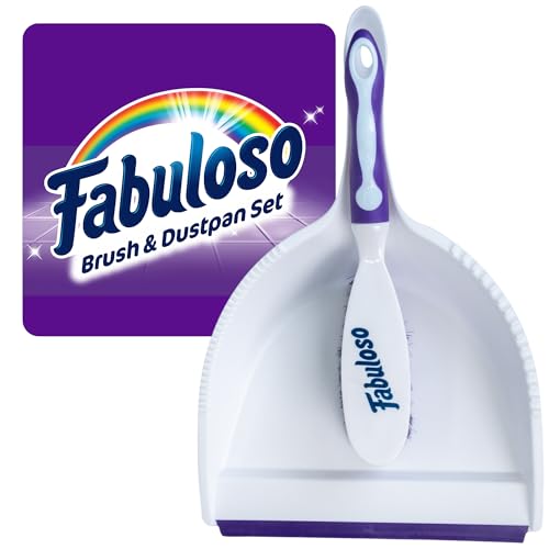 Fabuloso Brush and Dustpan Set Compact Hand Broom Floor Sweeper with Snap-Together Storage and Hanging Hole Quick Sweeping for Kitchen Bathroom Office and Car White and Purple Single Set