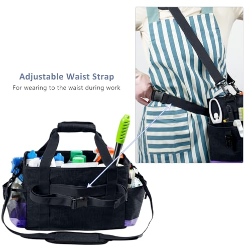 FRECOLSH Cleaning Caddy for Cleaning Suppliers Organizer with Pockets for House Cleaning Essentials, Cleaning Organizer, Wearable Cleaing Bag Tote, Storage Caddy for Housekeeping