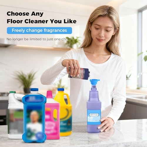 Upgraded Refillable Bottle for Swiffer® Wet Jet™ Mop – 1250ml /42.3 FL OZ, Leak-Proof HDPE Solution Refill Bottle with 8 Silicone Gaskets & 1 Funnel,Easy Install for Use with Any Cleaning Solution