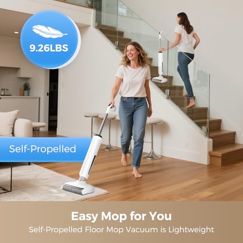 HABIUBIU Wet Dry Vacuum Cleaner, 23KPa Vacuum and Mop Combo, 180° Lay-Flat Design with Edge Cleaning, Self-Cleaning Vacuum Mop for Hard Floors, Up to 35 Min Runtime, LED Display & Voice Prompts