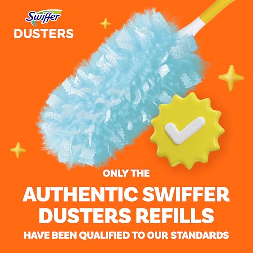Swiffer Dusters Refill for Cleaning, Made by SWIFFER, Feather & Microfiber Duster Disposable Alternative, for Dusting Furniture, Blinds, Ceiling Fans, Walls, Helps Remove Allergens, Unscented, 18ct