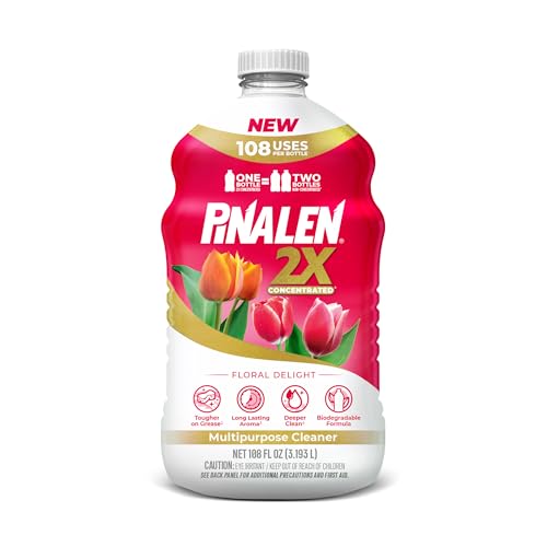 PINALEN 2X Max Aromas Concentrated Multipurpose Cleaner - Floral Delight Scent - 108 fl oz - All Purpose Cleaner for Kitchen, Bathroom, Floors & Outdoors