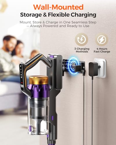 Rittvot Cordless Vacuum Cleaner for Home, 580W/48KPa Powerful Suction, 65 Min Runtime, Lightweight Stick Vacuum with LED Screen & Wall Mount, Handheld Vacuum for Pet Hair, Carpet & Hard Floors